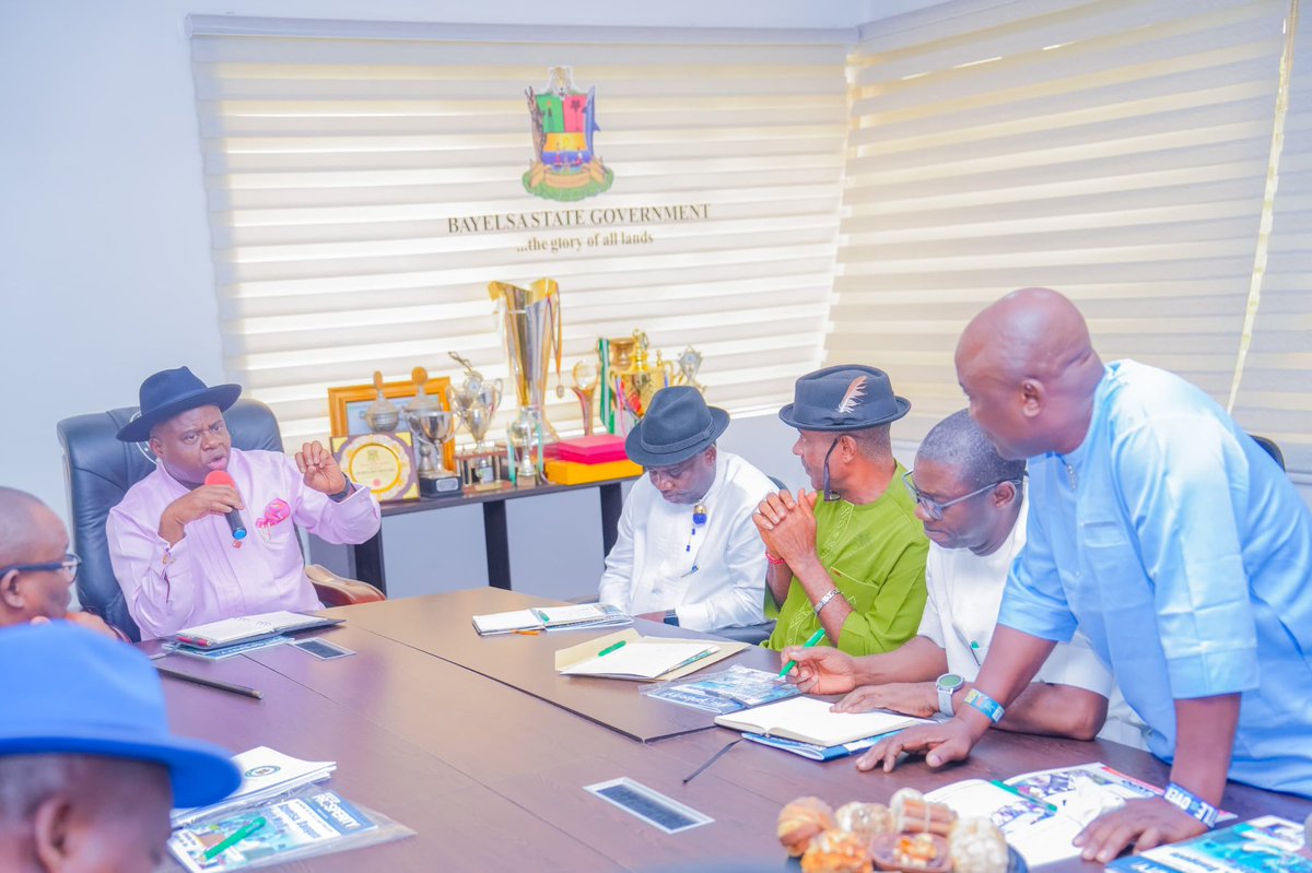 govdouyediri's tweet photo. In our resolve to achieve food security, today, I held a strategic meeting with Local Government Chairmen on the urgent need to embark on large-scale agricultural production.

I used the opportunity of the meeting to emphasize the need for each local government area to identify and harness its areas of comparative advantage in agriculture such as rice, plantain, cassava, fruits and vegetables, poultry, aquaculture etc.

I clearly reiterated that the time has come for Bayelsa to take ownership of its food economy, stressing that a local government-led agricultural revolution is not just desirable but inevitable.

Our Government of Assured Prosperity will provide enabling policies, access to funding, and technical support through the Ministry of Agriculture and Natural Resources and Ministry of Marine and Blue Economy as well as other relevant ministries as Lands and Survey and Local Government and Chieftaincy Affairs to achieve set goals.

Bayelsa State has all it takes to feed her people.