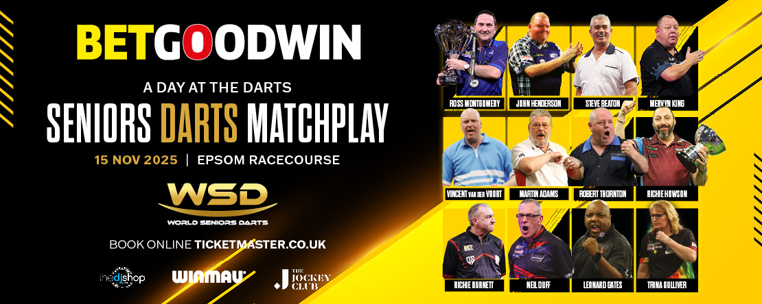 SeniorsDarts's tweet image. 🐴WHO WILL CROSS THE FINISH LINE FIRST AT EPSOM RACECOURSE?
We are at the home of the Derby for the BetGoodwin Seniors Darts Matchplay, and we can't wait to see who will be crowned champion.
Get your tickets here:
bit.ly/4kFAxby
@betgoodwinuk
@Winmau
@TheJockeyClub…