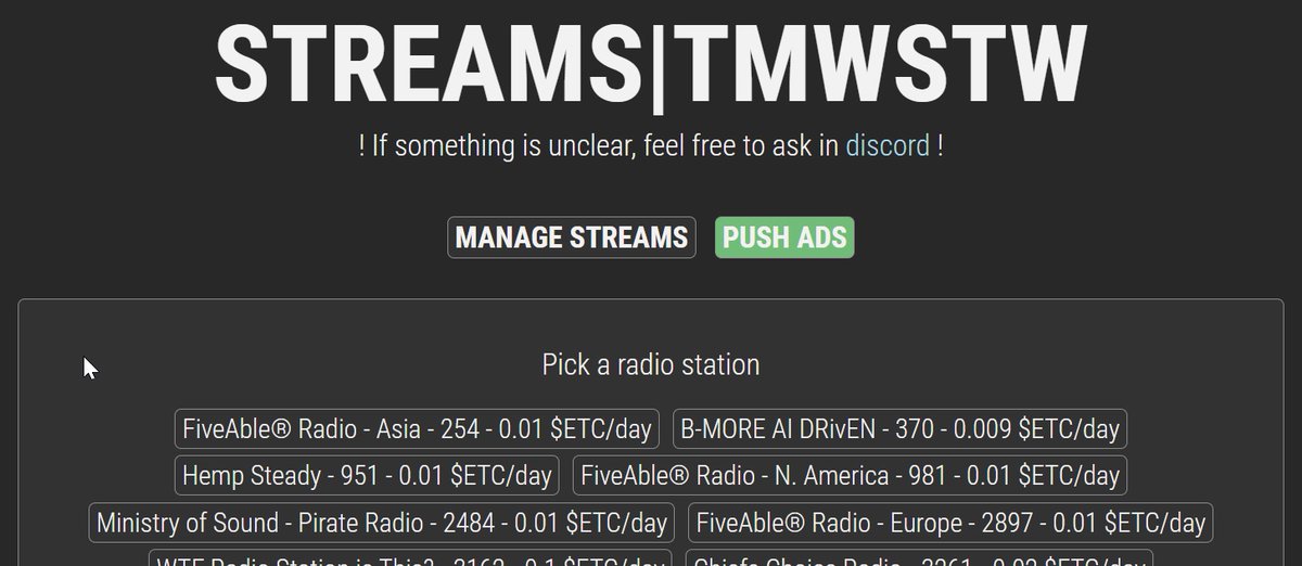 TMWSTW_NFT's tweet image. While reusing Radio frontend for Streams, i realize i might wanna keep the PUSH ADS thing but for videos