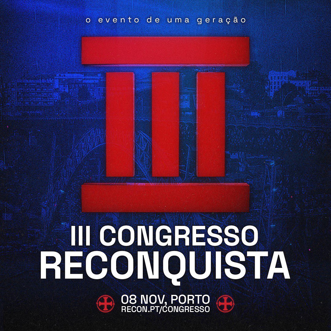 AfonsoJFG's tweet image. o evento de uma geração está de volta
Sábado, 8 de Novembro o Porto vai suster a respiração perante uma geração que NÃO veio para seguir, veio para LIDERAR ⚡️
🏛️ Adquire já o teu bilhete para o dia mais antecipado do ano: recon.pt/congresso