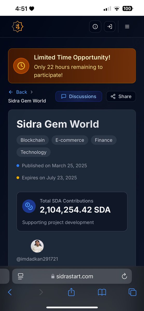 ⏳ Only 22 Hours Left!
🎯 2.1 Million SDA Already Contributed

Join the movement blending real assets with Web3 innovation.

⏳ Last chance to be part of Sidra Gem World 

sidrastart.com/project/05c62e…