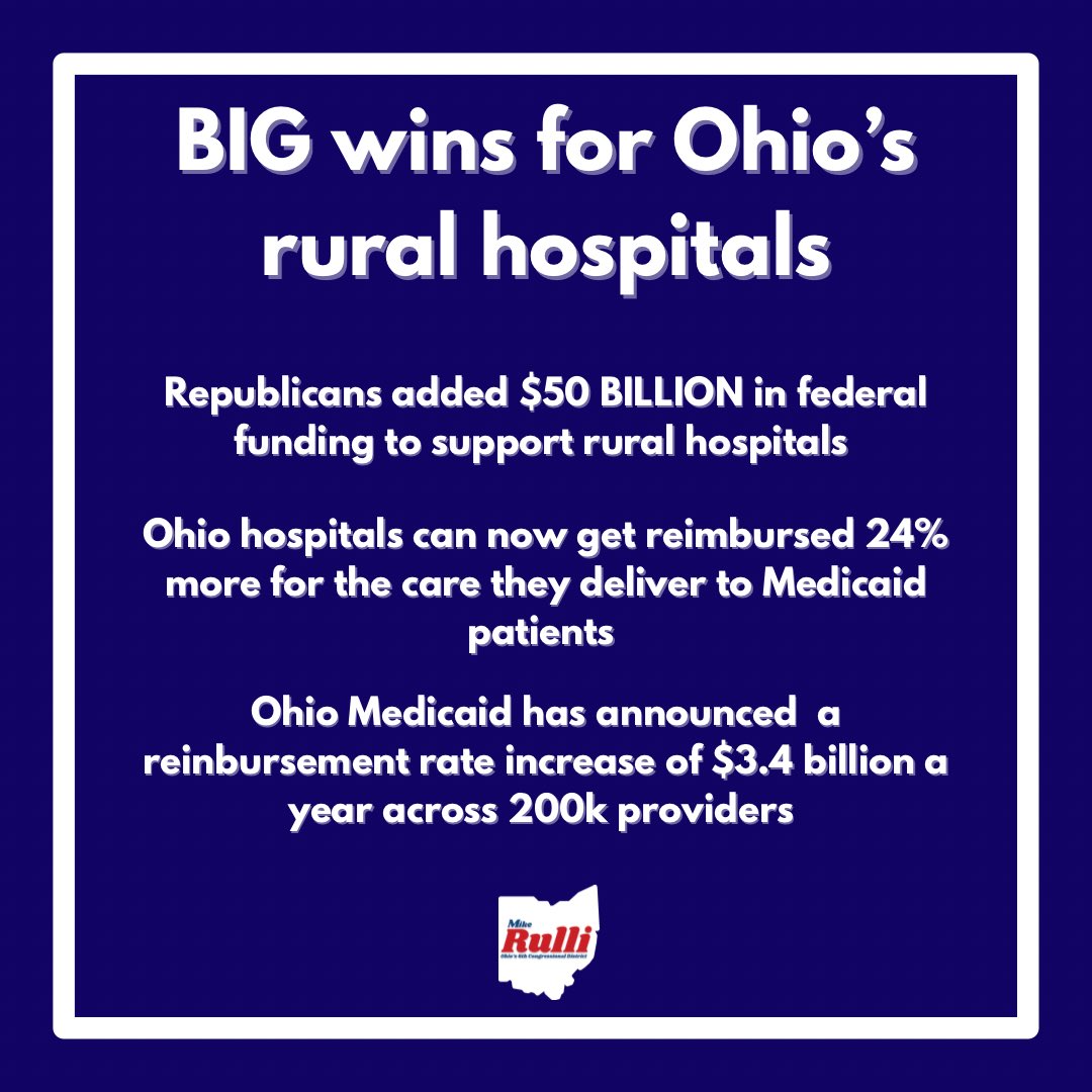 RepMichaelRulli's tweet image. There's a lot of fear mongering about people getting kicked off Medicaid. There's nothing in this bill that would impact Ohioans living with disabilities, kids living in poverty, or the elderly who rely on Medicaid. As a matter of fact, in Ohio, we’re going to get more federal…