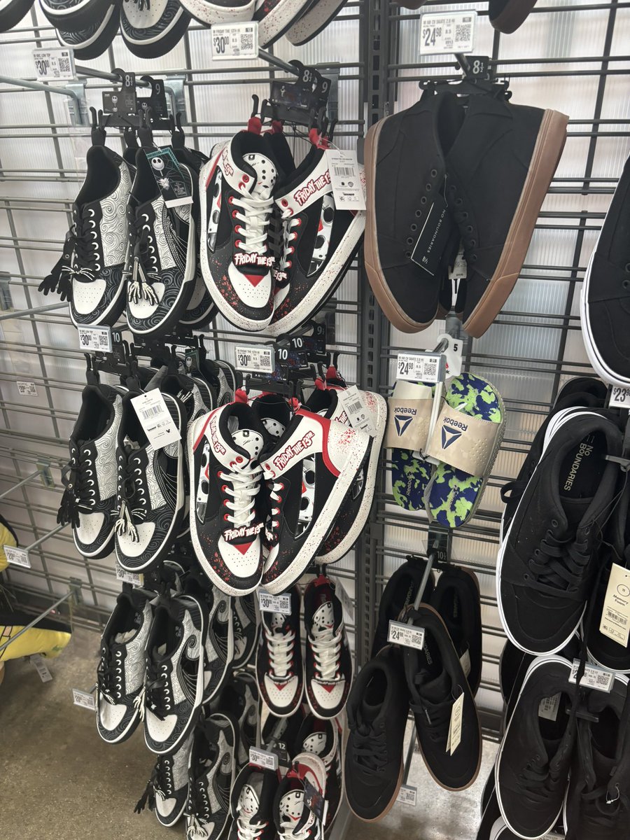 pokeyslittledog's tweet image. Closing out vacation with…Friday the 13th shoes at Detroit Walmart?!?! 🔪👞