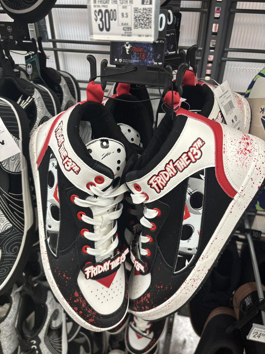 pokeyslittledog's tweet image. Closing out vacation with…Friday the 13th shoes at Detroit Walmart?!?! 🔪👞