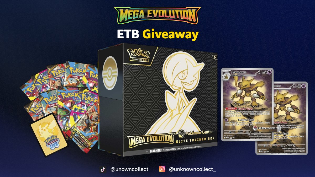 UnknownCollectibles (@unowncollect) on Twitter photo Pokémon Center Mega Evolution Elite Trainer Box Giveaway! (1)
🌀 Follow <a href="/unknowncollect/">Unknown Collective</a>
❤️ Like & 🔁 Retweet
👥 Tag 3 friend who NEEDS this box
Winners will be announced on release day!
Follow our other social media site for different giveaways!
#PokemonTCG #PokemonGiveaways Pokémon Center Mega Evolution Elite Trainer Box Giveaway! (1)
🌀 Follow <a href="/unknowncollect/">Unknown Collective</a>
❤️ Like & 🔁 Retweet
👥 Tag 3 friend who NEEDS this box
Winners will be announced on release day!
Follow our other social media site for different giveaways!
#PokemonTCG #PokemonGiveaways