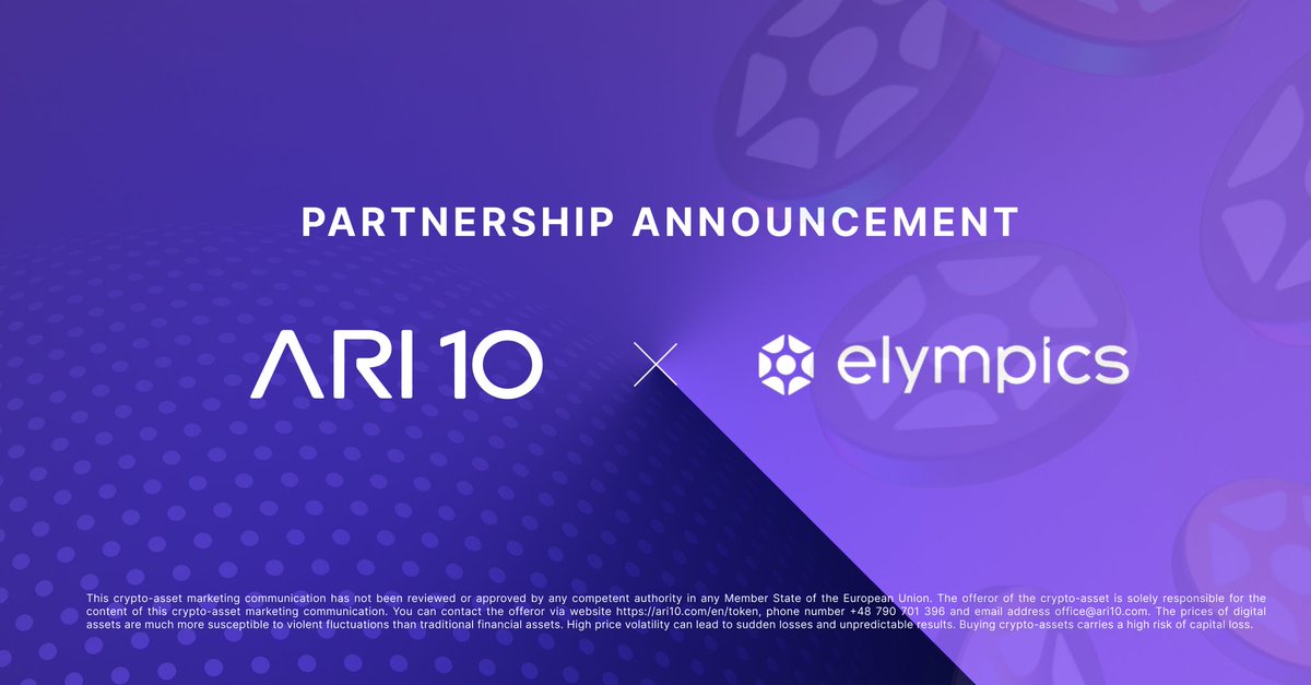 holluart's tweet image. Big moves in Web3 gaming! 🤝
@elympics_ai partners with @ARI10com to unlock seamless fiat &lt;&gt; crypto onramps for players &amp; devs.
Buy in-game assets with fiat
Easier access = faster adoption
This partnership brings real-world payment rails into onchain competitive games...