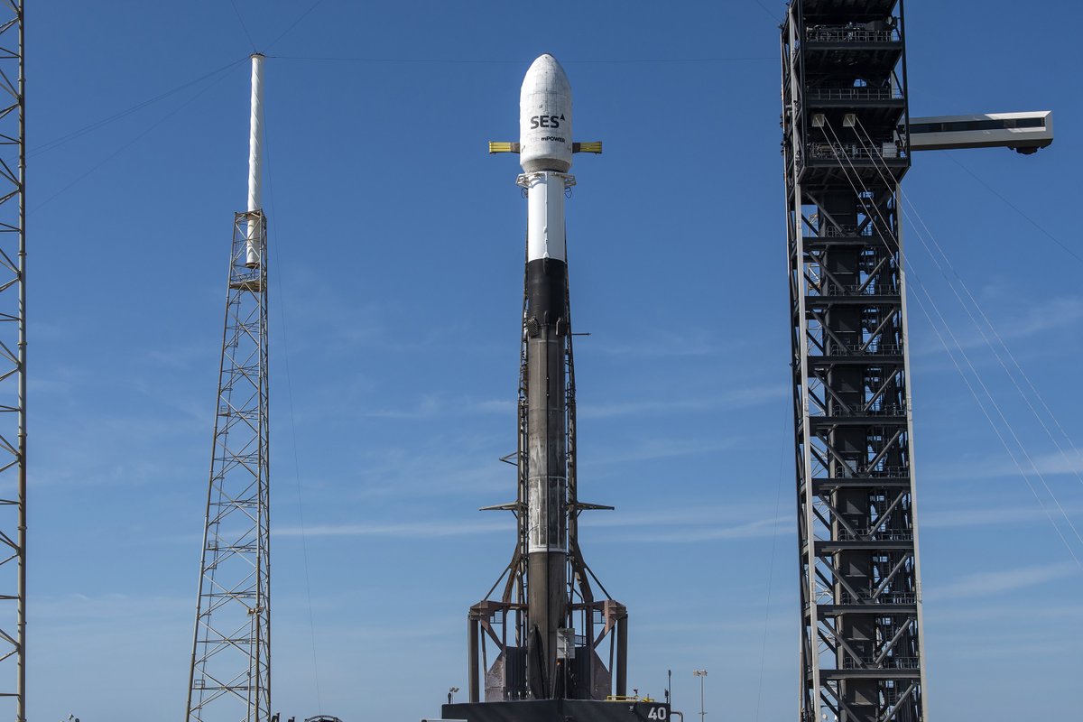 SpaceX's tweet image. Propellant load is underway for today’s launch of the @SES_Satellites O3b mPOWER mission from SLC-40 in Florida. Liftoff is targeted for 5:27 p.m. ET → spacex.com/launches