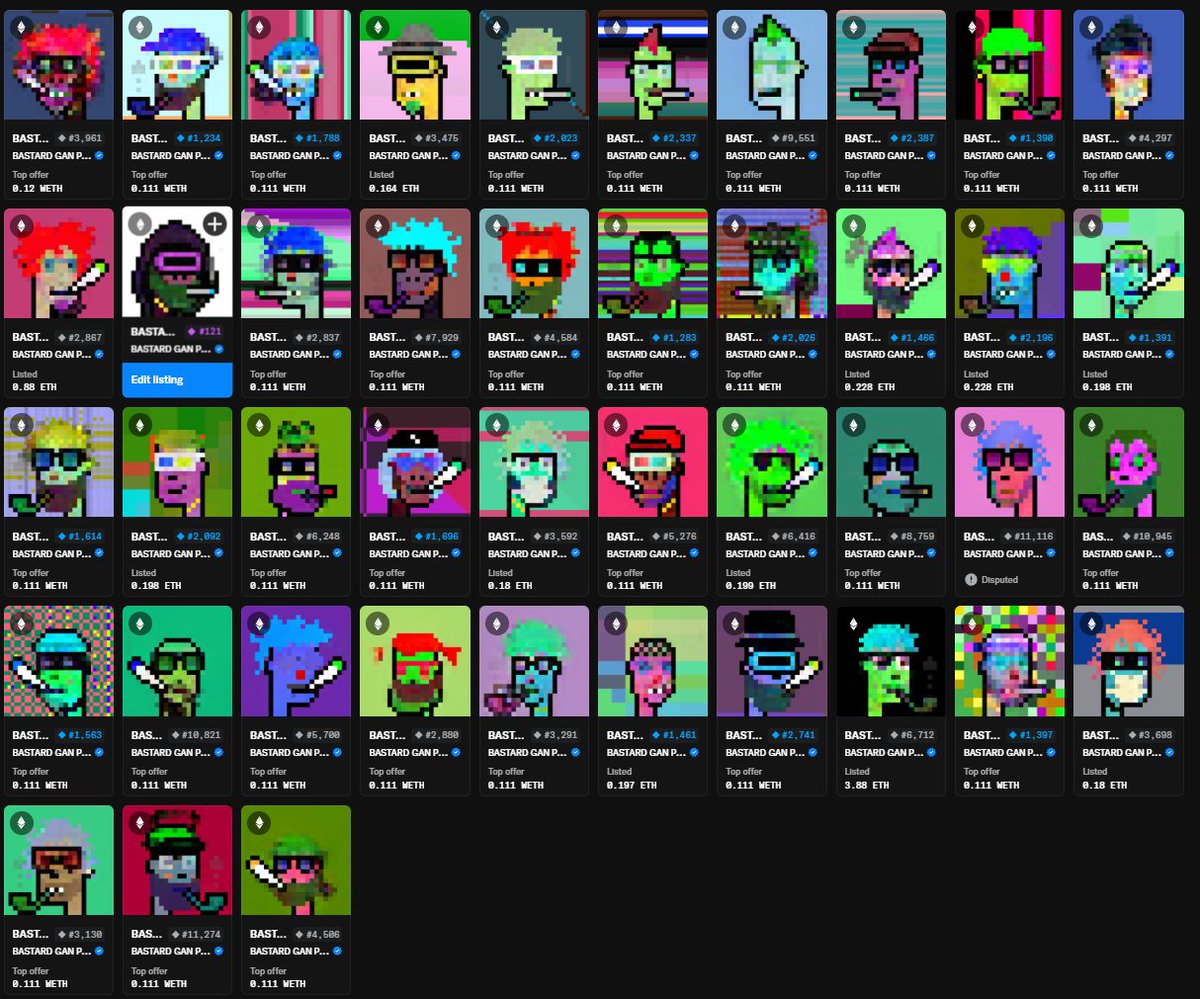 ABCDEFnft's tweet image. ai generated, crypto punk inspired, dedicated community 4+ years running. trait rarity doesnt matter nearly as much as the vibe. hands down the most fun collection is @bganpunks