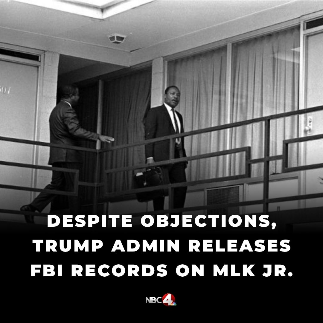 nbc4i's tweet image. The Trump administration has released records of the FBI’s surveillance of Martin Luther King Jr., despite opposition from the slain Nobel laureate’s family and the civil rights group that he led until his 1968 assassination. nbc4i.co/46hnGJ5?utm_me…