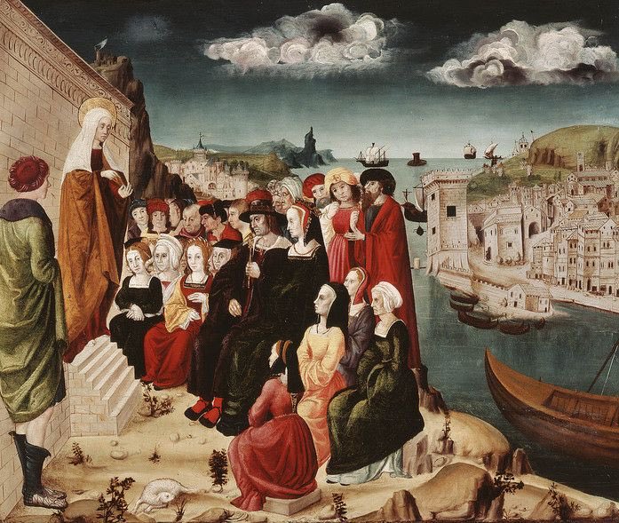 CatholicSat's tweet image. St. Mary Magdalene preaching in Marseilles, by a student of Antoine de Ronzen