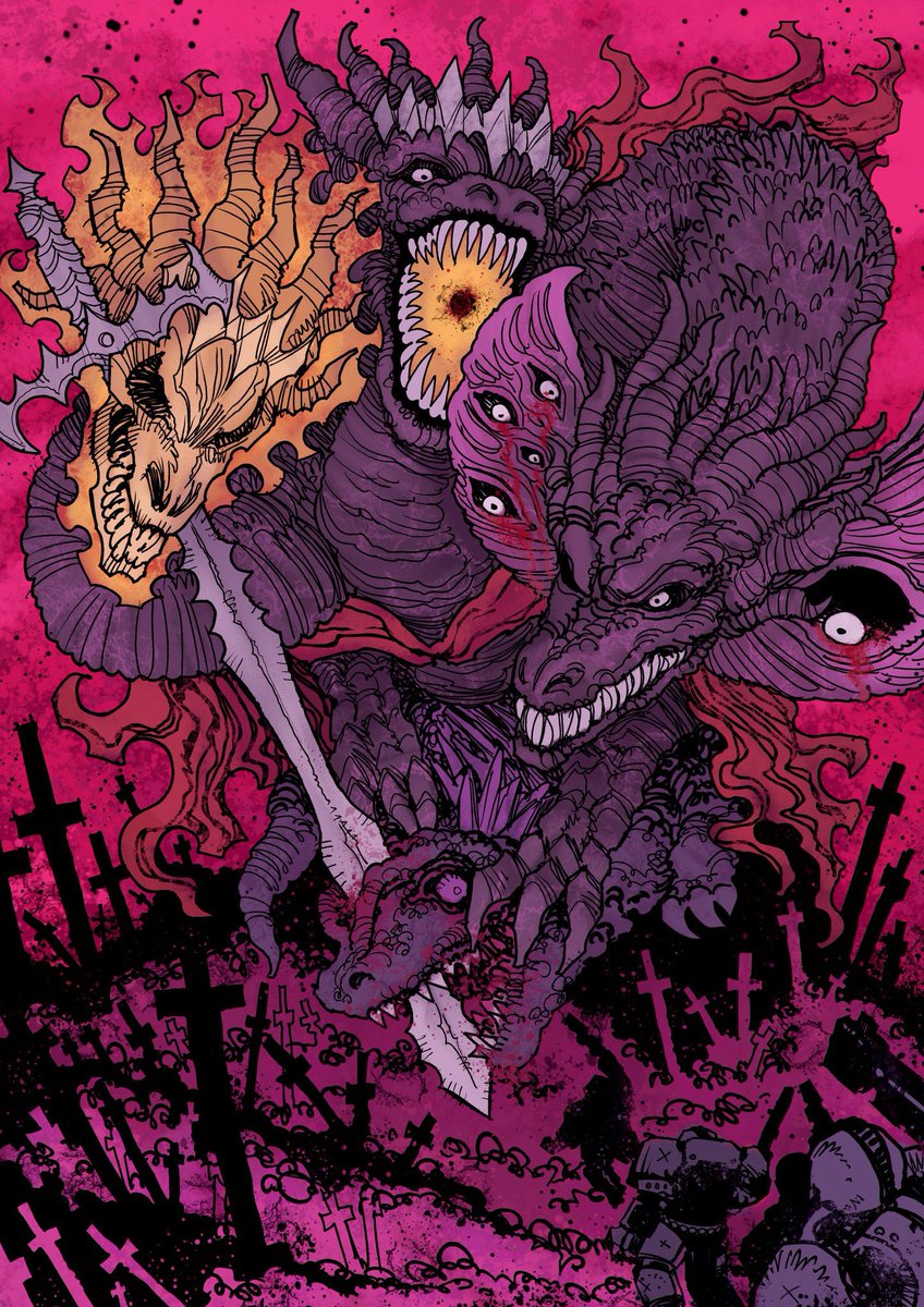 wharffles's tweet image. “I herald their beginning”
“I herald your end”
“I herald…Ghidorah, God of the fallen”
