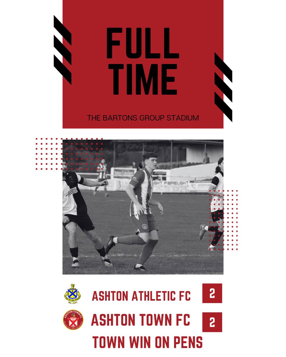 Ashton Town FC (@ashtontownfc) on Twitter photo 🏆 Full-Time | <a href="/AshtonAthletic/">Ashton Athletic FC</a> 2-2 Ashton Town (Town win 4-2 on penalties)
#UpTheTown #AshtonTownFC 🏆 Full-Time | <a href="/AshtonAthletic/">Ashton Athletic FC</a> 2-2 Ashton Town (Town win 4-2 on penalties)
#UpTheTown #AshtonTownFC