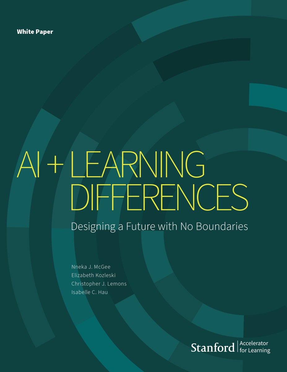 StanfordHAI's tweet image. 📢A new white paper outlines key takeaways from the first AI + Learning Differences Symposium hosted by the Stanford Accelerator for Learning in collaboration with @StanfordHAI, @CAST_UDL, @CHC_paloalto.↘️ acceleratelearning.stanford.edu/story/what-doe…