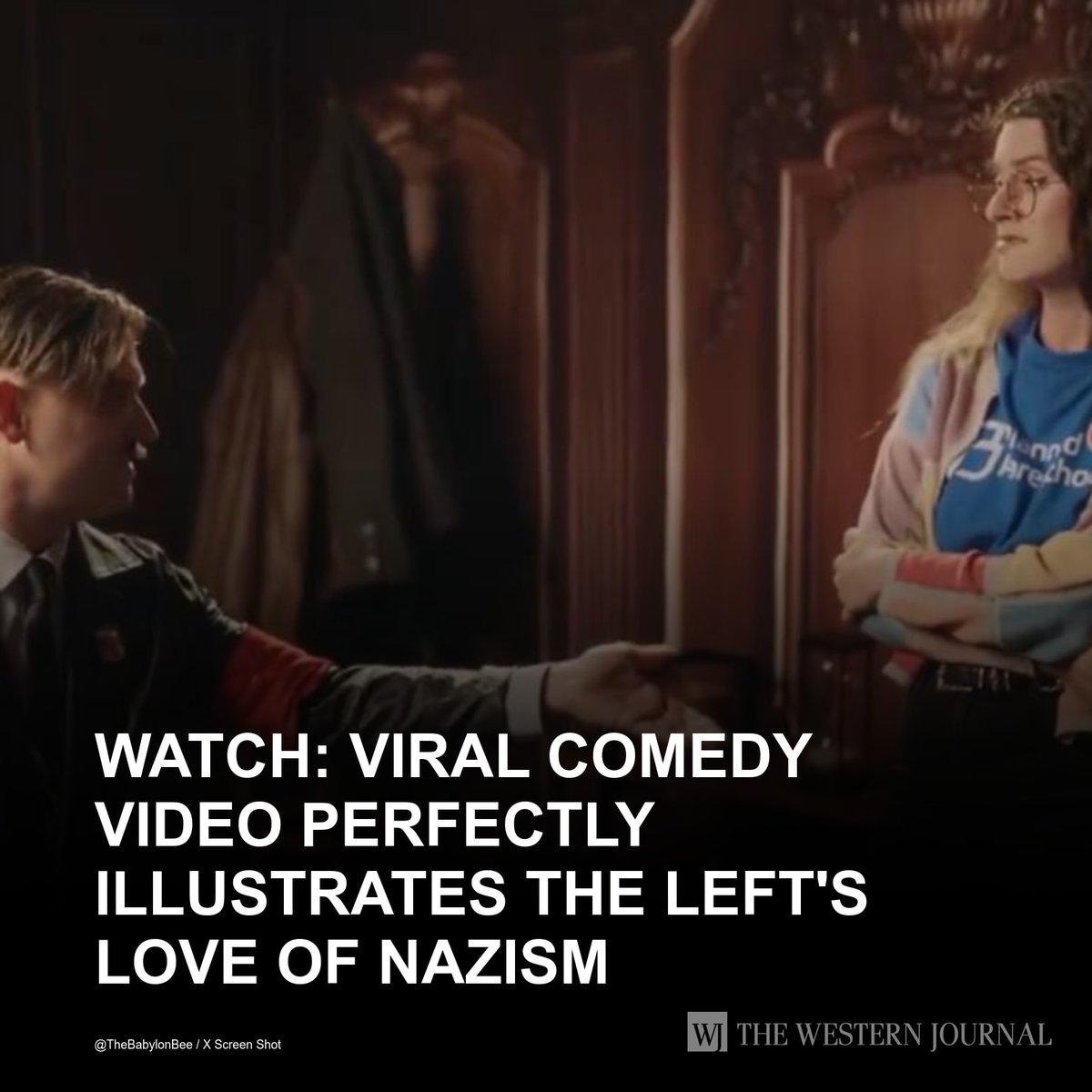 WesternJournalX's tweet image. Liberal academics have spent decades brainwashing American students into believing that Adolf Hitler's National Socialism somehow qualified as "right wing." Perhaps the satirical geniuses at The Babylon Bee can help spread the truth about Nazism's… w-j.co/s/07d97