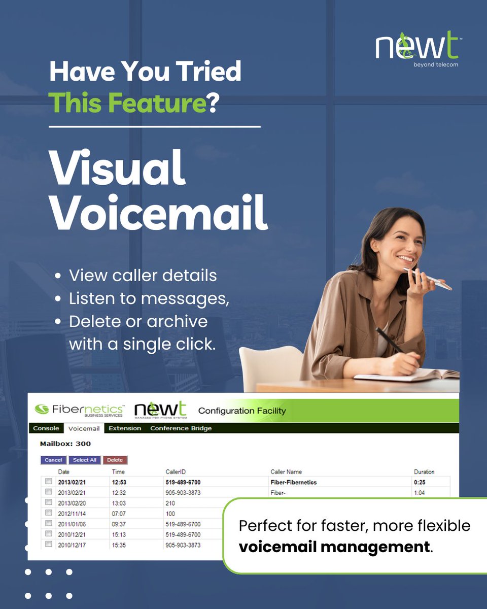 newt4business's tweet image. 📬 Have you tried this feature?
Visual Voicemail makes it easy to manage messages right from your browser.

Learn more: zurl.co/sibfs

#VoIP #VisualVoicemail #NEWT #Fibernetics #BusinessPhone
