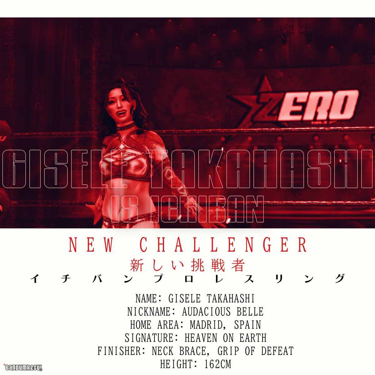 ICHIPRO_2K's tweet image. 𝐍𝐄𝐖 𝐂𝐇𝐀𝐋𝐋𝐄𝐍𝐆𝐄𝐑! 𓄿✩°｡ ⋆ 
GISELE TAKAHASHI IS #ICHIBAN! 
[#WWE2K25 #CAW #HLR]
