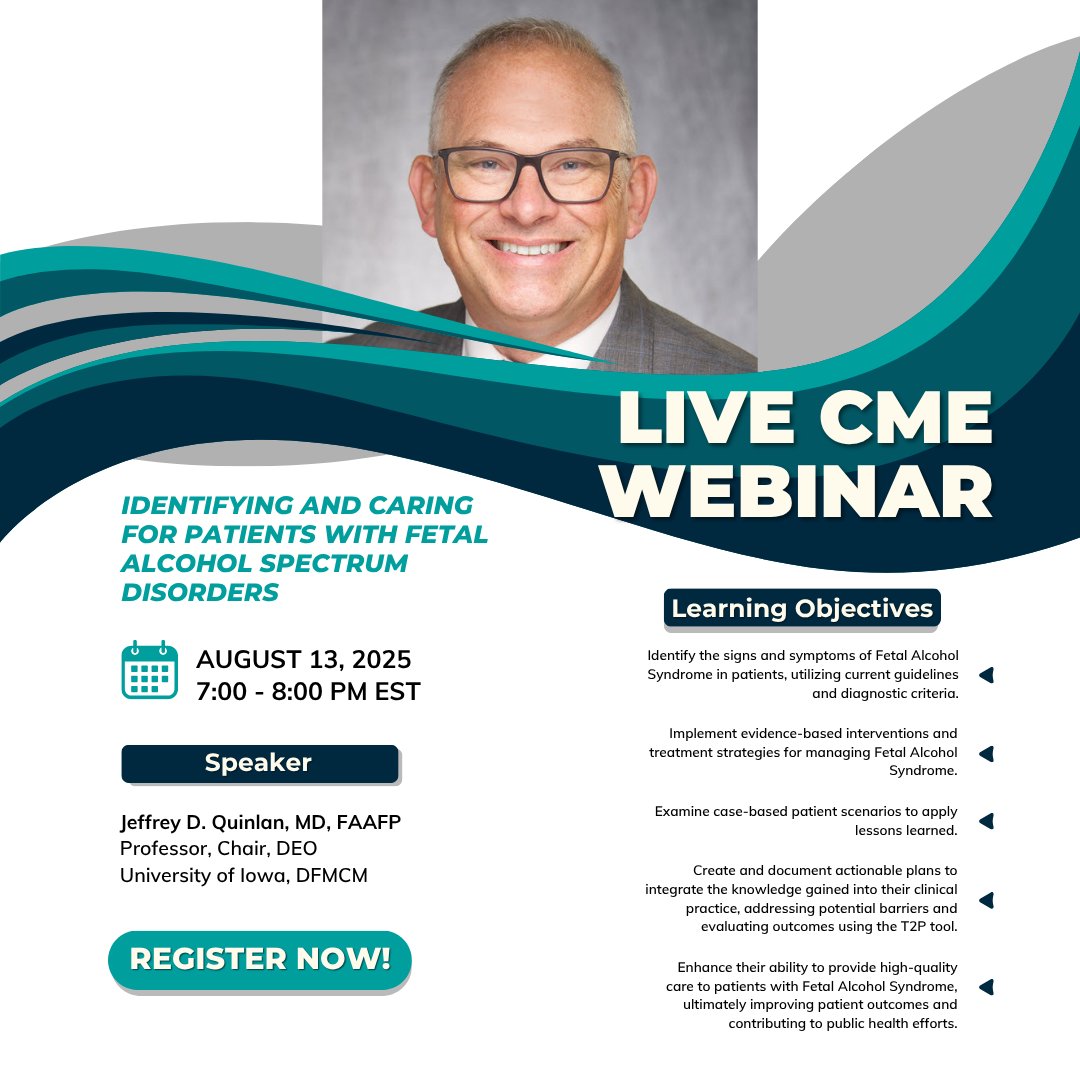 Prenatal alcohol exposure is a leading cause of neurodevelopmental disorders. Learn how to recognize and manage FASDs in your practice during this live, evidence-based webinar from the AAFP. 

Register now for their free live webinar on August 13th: bit.ly/3Iv2fdL