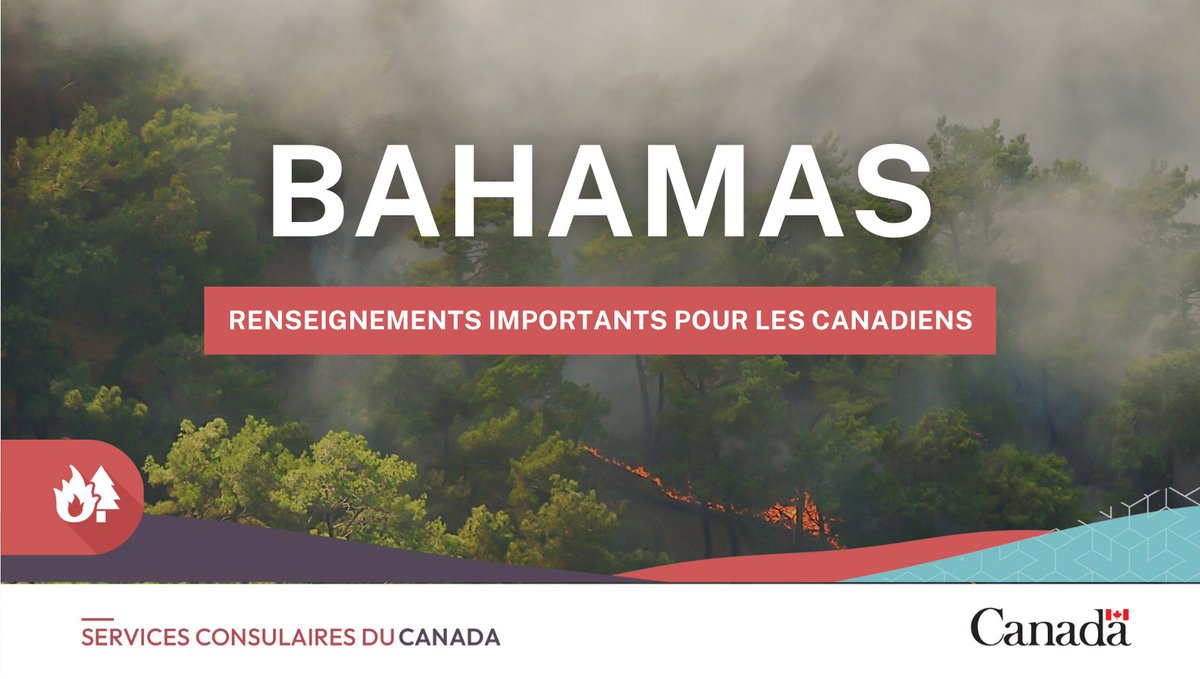 VoyageGdC's tweet image. Nous avons ajouté des infos à nos conseils aux voyageurs pour les #Bahamas concernant le risque d'incendies, en particulier de mars à mai. En cas d’incendie:
-évitez les zones touchées
-surveillez les médias locaux
-suivez les directives des autorités
voyage.gc.ca/destinations/b…
