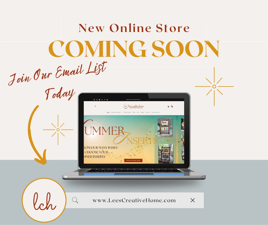 LeesCreativeHom's tweet image. We’re thrilled to announce that our brand-new online store is launching soon at leescreativehome.com!

#ComingSoon #LeesCreativeHome #FallDecor #xTool #HandmadeHomeDecor
 #onlinestore #grandopening #handmade