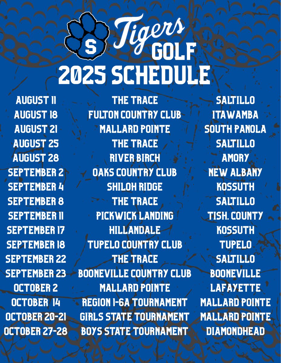 SaltilloGolf's tweet image. 2025 Saltillo Tiger Golf Schedule