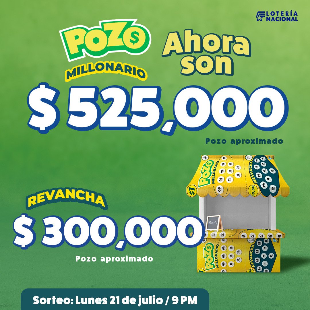 pochoharbEC's tweet image. En pocas horas, gana en grande con POZO.
POZO Millonario está en $525,000!
POZO Revancha se acumuló a $300,000!
💰🔥
Pídelos juntos, juega ESTA NOCHE, 21 de julio y ¡atrévete a soñar en grande! 🌟🎫