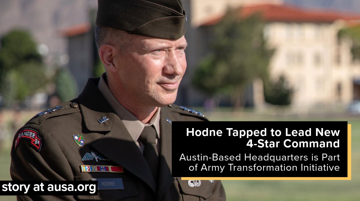 AUSAorg's tweet image. Hodne Tapped to Lead New 4-Star Command
Austin-Based Headquarters is Part of Army Transformation Initiative
#ReadMore: loom.ly/4BaOdsM
#AUSAorg #AUSA #USArmy