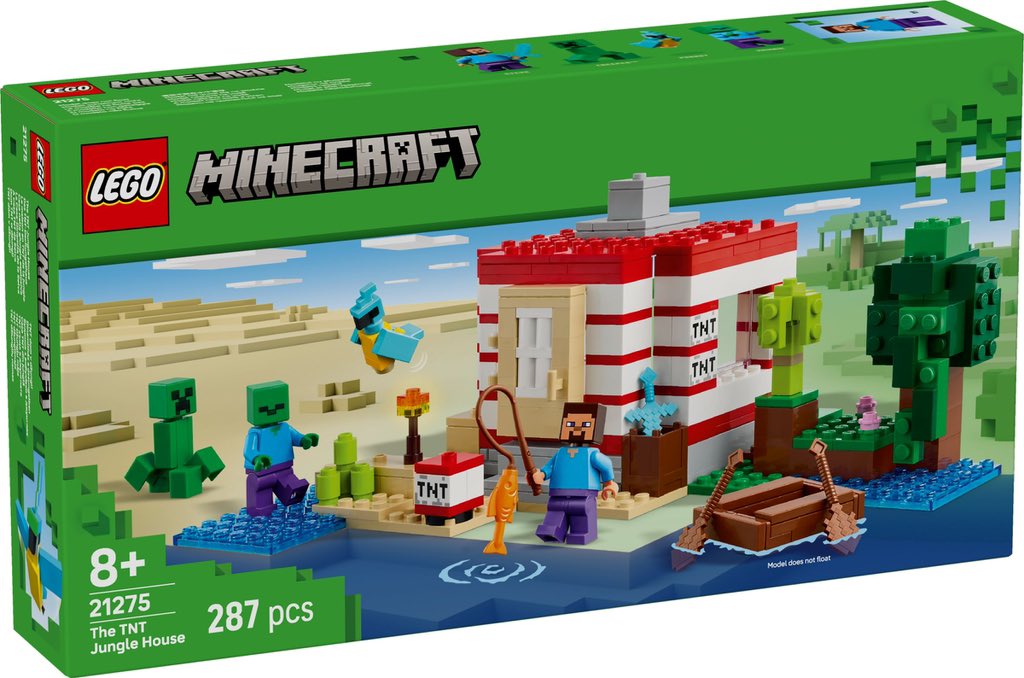 PenPlays_'s tweet image. 2025 Set of the Day
LEGO Minecraft The TNT Jungle House
Pros:
-Good means to get iconic Minecraft things
-Yes, the whole house can blow up
Cons:
-Not sure there’s enough Jungle to warrant the set’s name
-Might be one of the most boring houses they have ever done