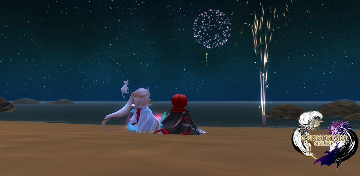 GamingDaddie's tweet photo. what a wonderful night while watching fireworks with 
@ribu_yumiko @genso_meta

#Gensokishi #元素騎士 #GENSOSummerStyle_Night https://t.co/9e4rIpoLKZ