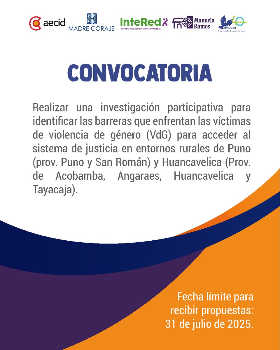 ManuelaRamos's tweet image. #Convocatoria 📣 | Estamos buscando consultorxs para proyecto de fortalecimiento de la lucha contra la violencia de género y la defensa de la democracia desde la acción de mujeres andinas ✊🏾. Si cuentas con experiencia en este campo, envía tu CV, propuesta técnica y económica a…