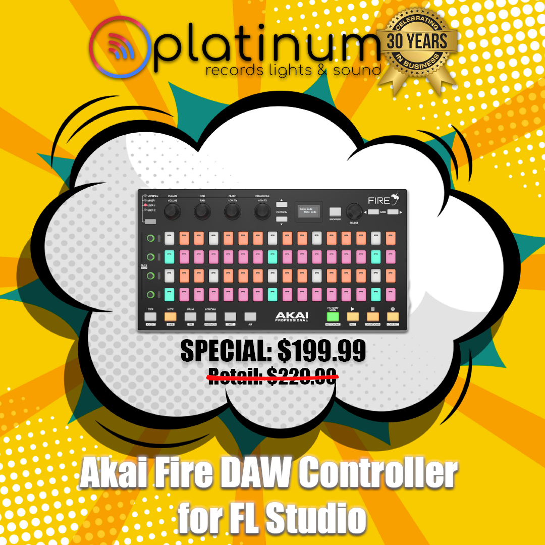 🔥 This Week’s Spotlight: Akai Fire DAW Controller – Only $199.99 🔥

🔥 This Week’s Spotlight: Akai Fire for FL Studio – Only $199.99!
The first-ever controller made just for FL Studio is on special at Platinum Records.
Includes FL Studio Fire Edition software 🎛️