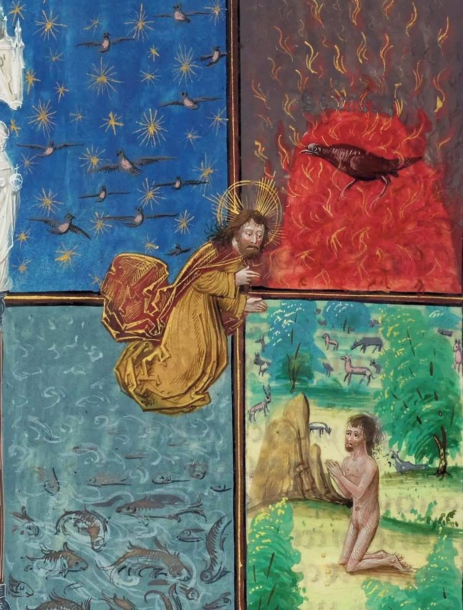 AlBlaineau's tweet image. Le bonheur et la splendeur des enluminures - ici la création des quatre éléments sur une page du manuscrit Ovide moralisé en prose, Bruges, vers 1470 - 1480
Consultable sur Gallica : gallica.bnf.fr/ark:/12148/btv…