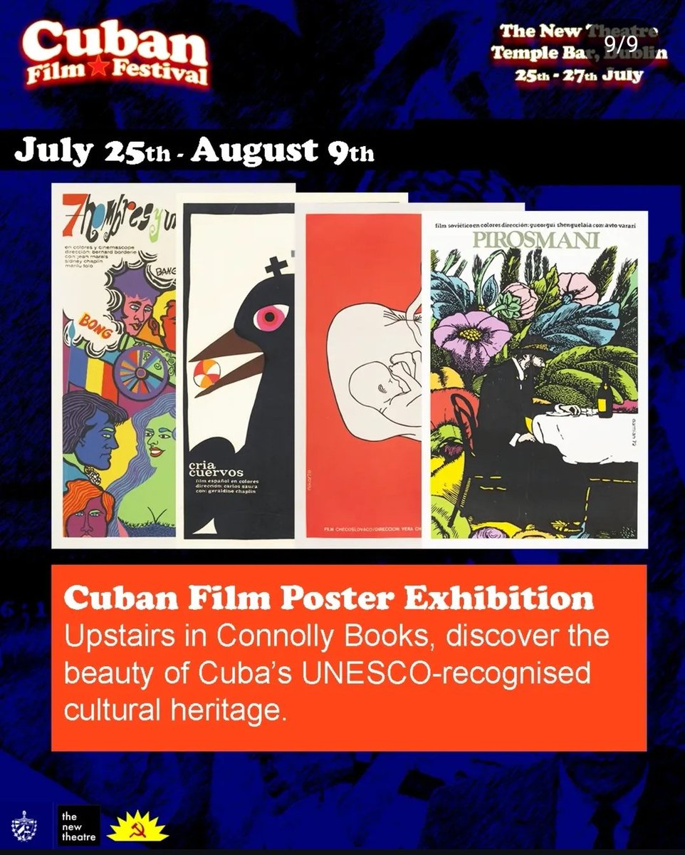 Socialist Voice (@voicesocialist) on Twitter photo Cuban Film Poster Exhibition
July 25th - August 9th
@connollybooks
The posters created by the Instituto Cubano de Arte e Industria Cinematográficos (ICAIC) represent a unique mix of art, cultural identity, and revolutionary ideals. Cuban Film Poster Exhibition
July 25th - August 9th
@connollybooks
The posters created by the Instituto Cubano de Arte e Industria Cinematográficos (ICAIC) represent a unique mix of art, cultural identity, and revolutionary ideals.
