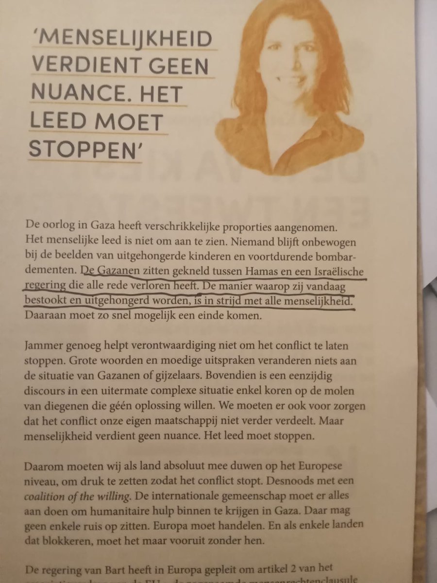 PVelleAntiJihad's tweet image. Een vriend stuurde mij onlangs pagina uit het ledenblad van @de_NVA. Voorzitter @valerievanpeel steunt openlijk de Palestijnen in Gaza en noemt Israël "onmenselijk". Maar ze rept geen woord over de slachtpartij van Hamas op onschuldige Israëlische burgers. Om van te kotsen!