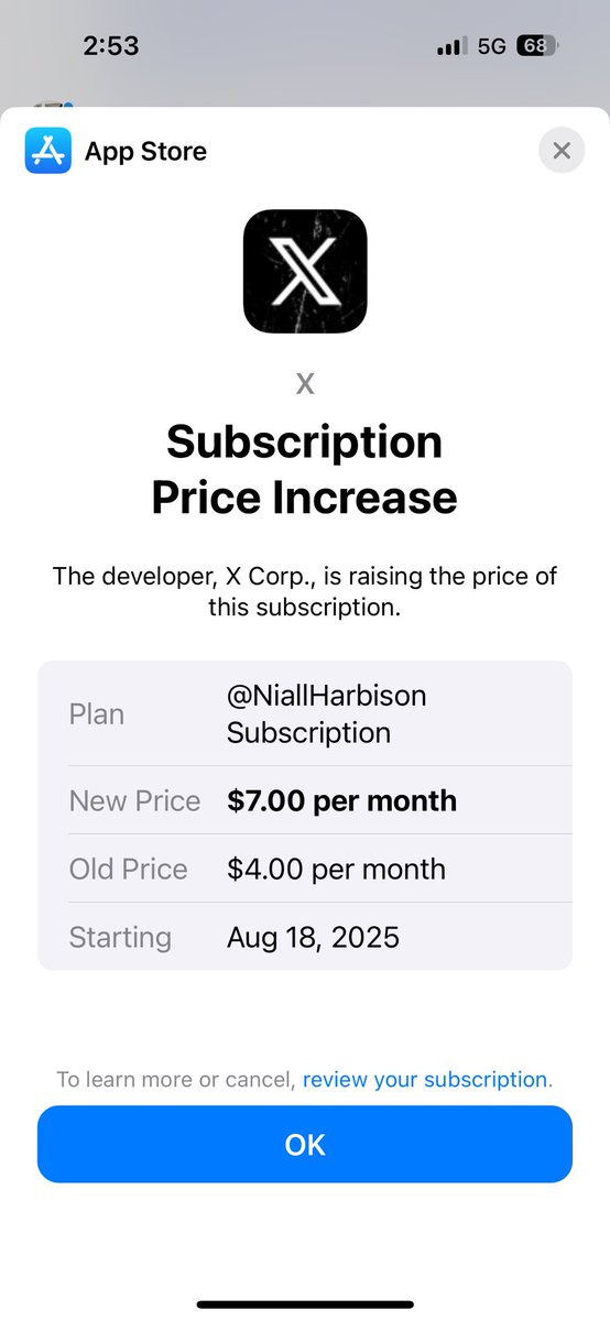 LWH86571063's tweet image. Not only will I be canceling my subscription here. I will at the same time be canceling my subscription to X as well.
For @elonmusk to just about double the price for such a deserving charity is disgusting to me.
My new amount to Naill will include the money from X!
Sickening!