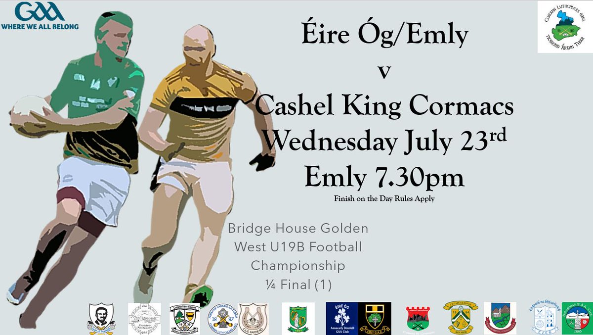 West Tipperary GAA (@westtippgaa) on Twitter photo Wednesdays Bridge House Golden West U19B Football Championship ¼ Final (1)
<a href="/PremierviewPod/">The Premier 'View'</a> Wednesdays Bridge House Golden West U19B Football Championship ¼ Final (1)
<a href="/PremierviewPod/">The Premier 'View'</a>