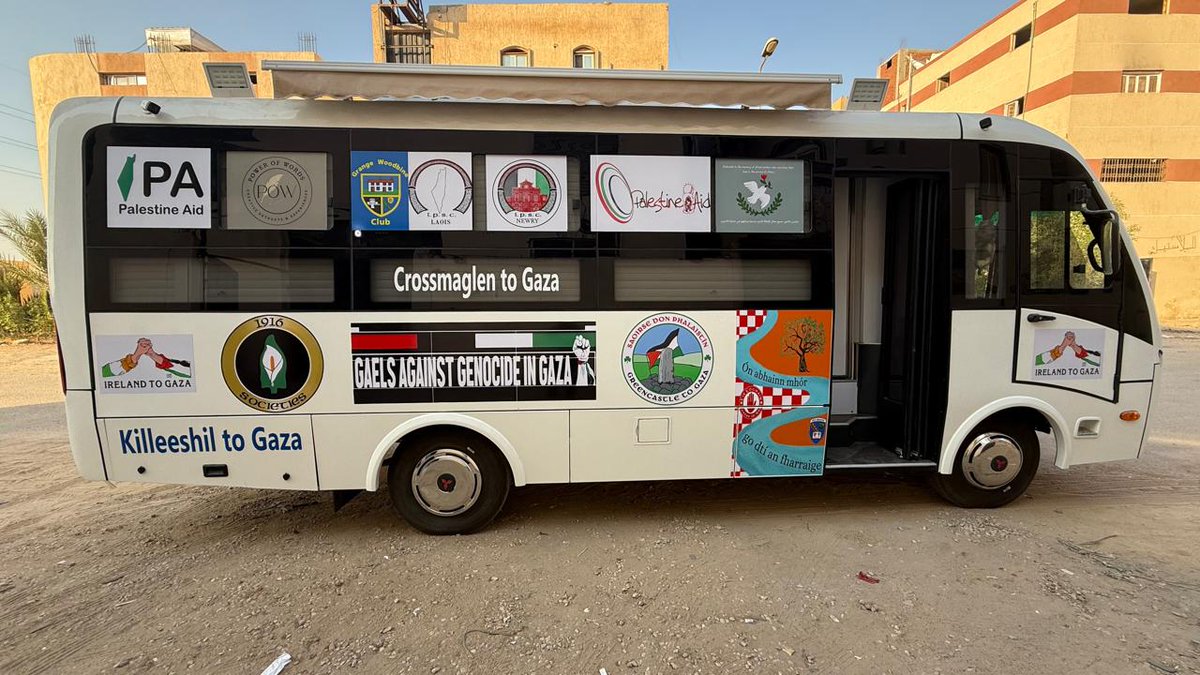 JJHurson's tweet image. The Mobile Maternity Clinic is now complete, following the addition of the various logos from the groups who organised fundraising events across Ireland
This will join the 14 Ambulances and 3 other Clinics that are ready to go to Gaza through the charity Medics Worldwide
