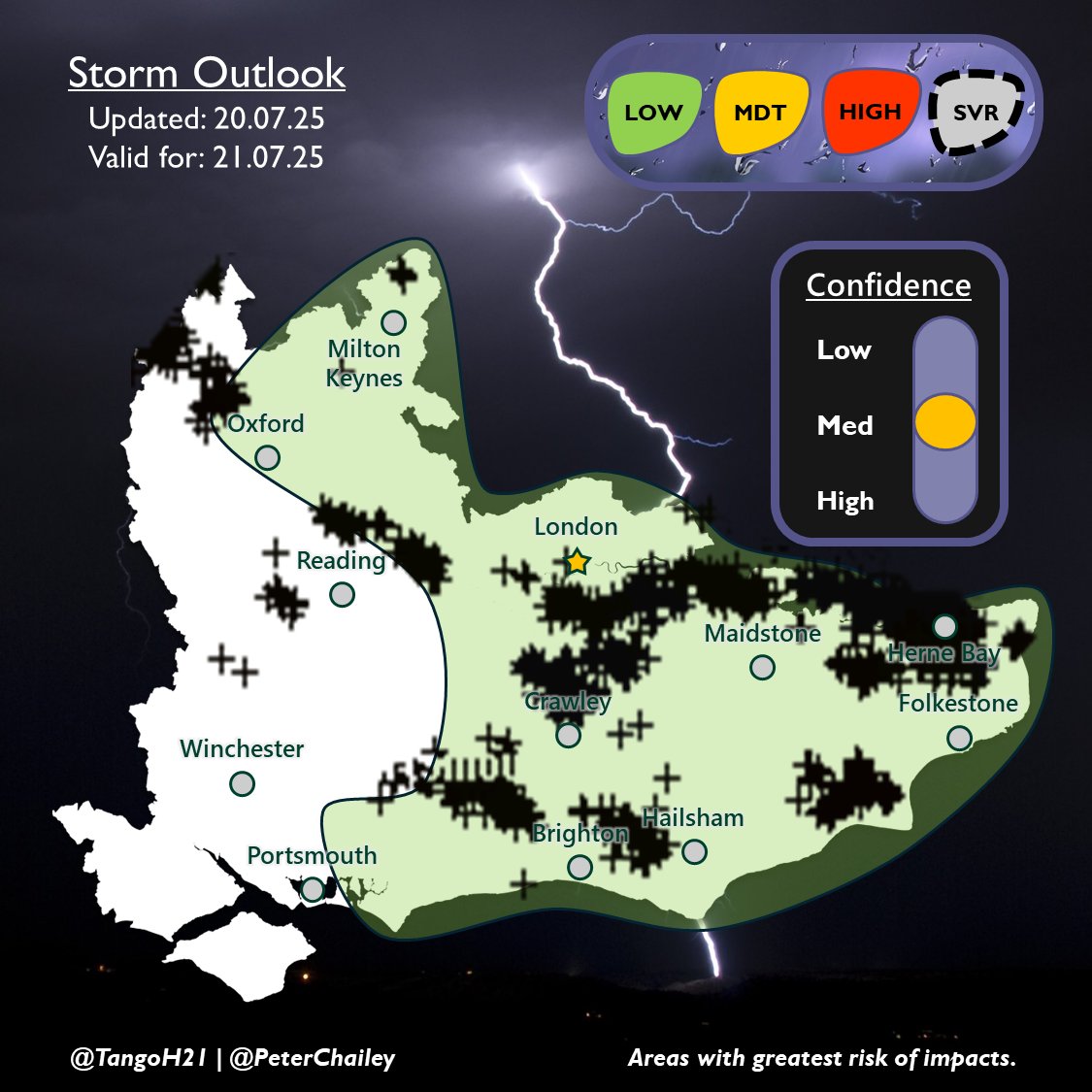TangoH21's tweet image. Here's how today's outlook performed, with what turned out be quite an active day ⚡️
After the early morning downpours cleared, daytime heating enabled numerous slow-moving storms to develop in the afternoon, aided by convergence and mild shear/helicity under a slack trough.