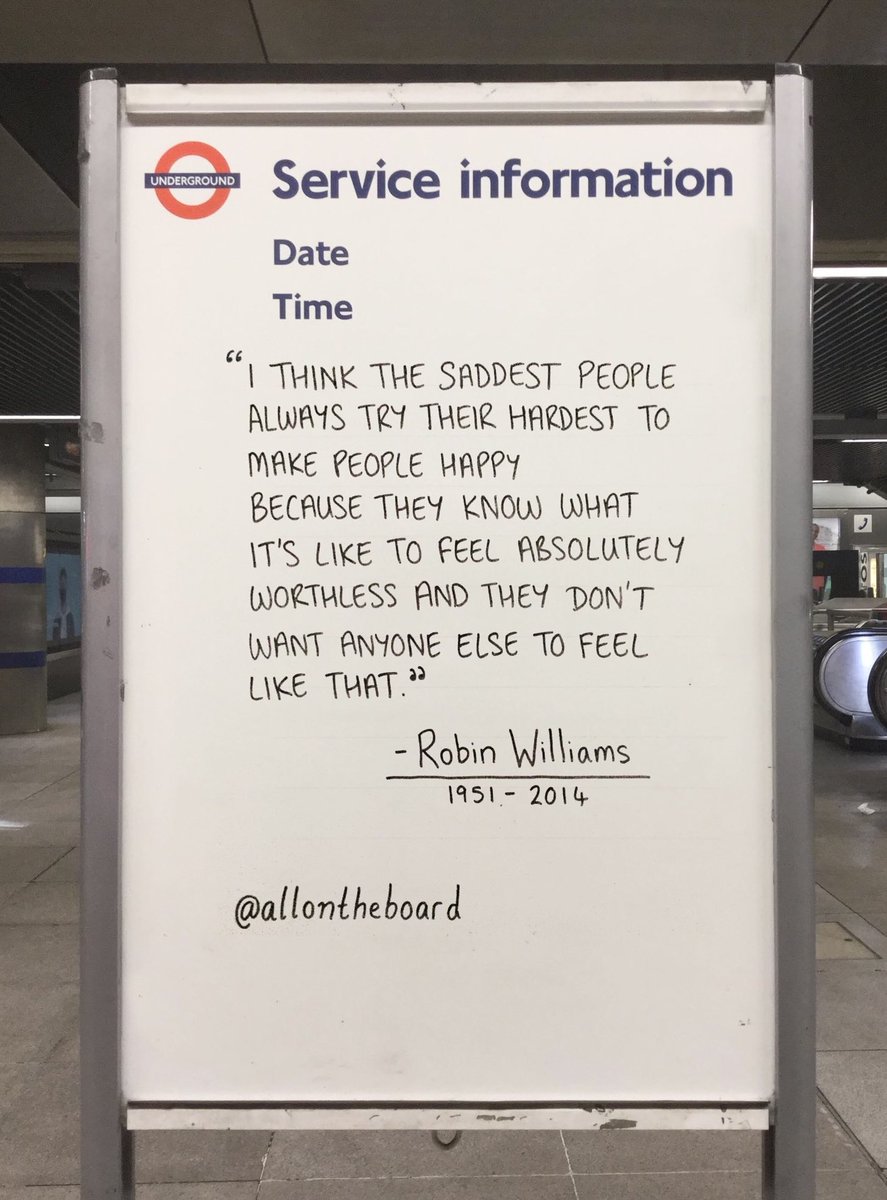 allontheboard's tweet image. “I think the saddest people always try their hardest to make people happy because they know what it’s like to feel absolutely worthless and they don’t want anyone else to feel like that” - Robin Williams (1951-2014)
#RobinWilliams