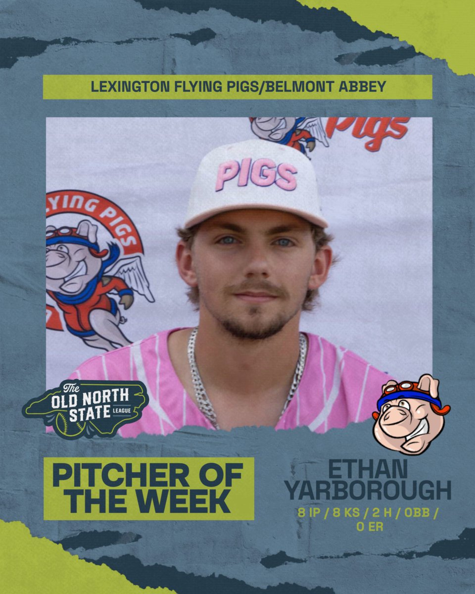 🏆 PITCHER OF THE WEEK 🏆

Lexington Flying Pig's Ethan Yarborough earns pitcher of the week for his performance on the mound. The lefty threw eight shutout innings, punching out eight batters and only allowing two hits.

#ThisIsONSL #SummerStartsHere