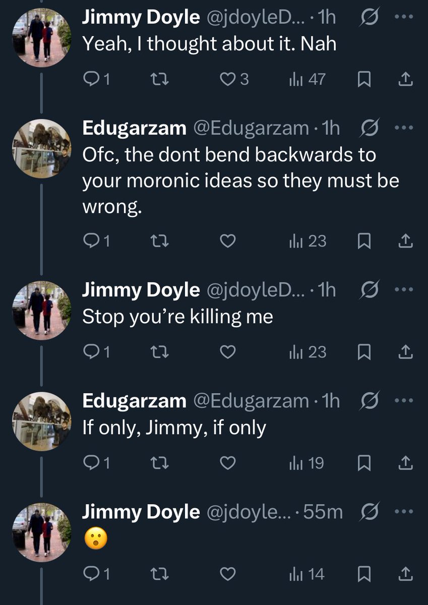 jdoyleDoyle1's tweet image. Something of a departure from the accustomed norms of debate. Ok so it’s not *technically* a death threat — Mr Edugarzam is merely giving expression to a wish — but I feel it’s a significant rite of passage nonetheless lol