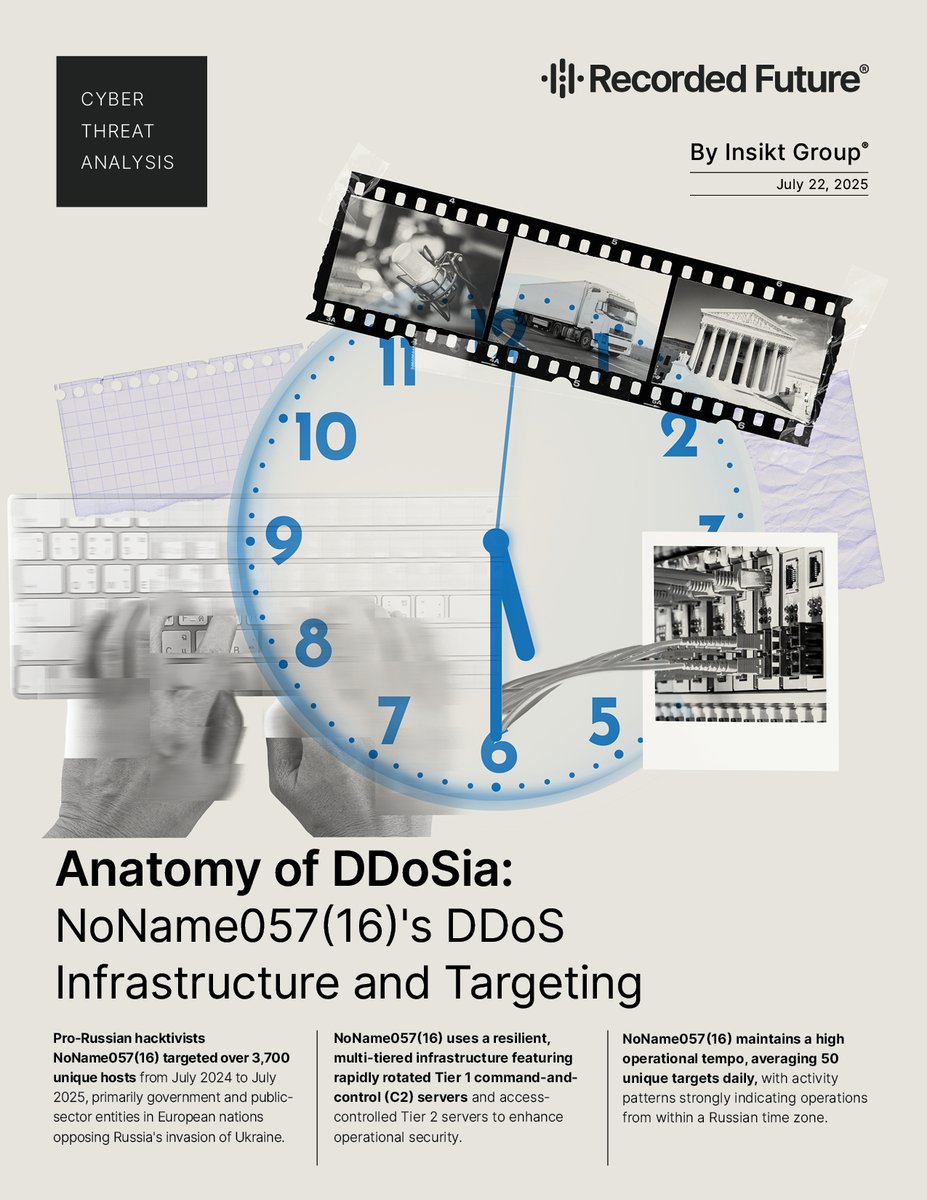 calwarez's tweet image. 🚨 Our latest Insikt Group report, “Anatomy of DDoSia: NoName057(16)&apos;s DDoS Infrastructure and Targeting”, is now live, providing an in-depth analysis of the pro-Russian hacktivist group’s DDoS campaigns. Report here: recordedfuture.com/research/anato…  #DDoS #DDoSia #NoName05716 🧵