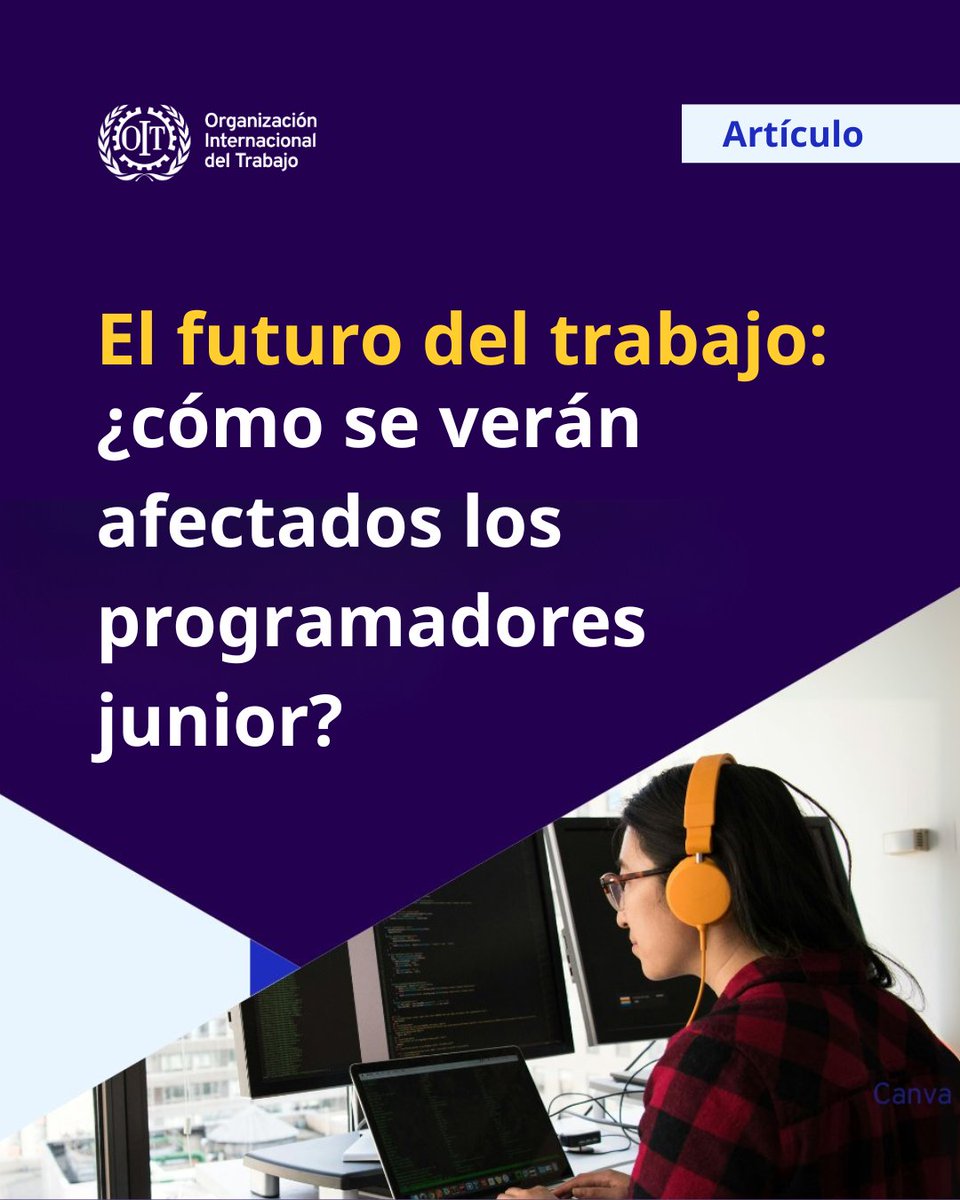 OITAmericas's tweet image. El futuro del trabajo: ¿qué impacto tendrá la #IA en los programadores junior?
Los empleos de nivel inicial en programación enfrentan cambios, pero adaptarse puede ser la clave. Consulta los hallazgos del nuevo informe de la OIT👇
ilo.org/es/resource/ar…
#InteligenciaArtificial