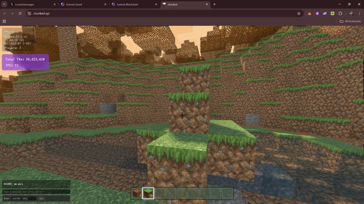 batsy_sama's tweet photo. Exploring Somnia Day #3:

Lazy Day, just played Chunked. 

why my blocks keep vanishing after a few seconds though?? :/
(1/2) https://t.co/4l4DlWwbMP