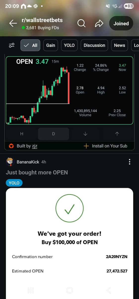 volcrushed's tweet image. Opened up r/Wallstreetbets to see the $OPEN madness. This cant end well, wonder what % of these guys are the same ones that participated in the $GME madness