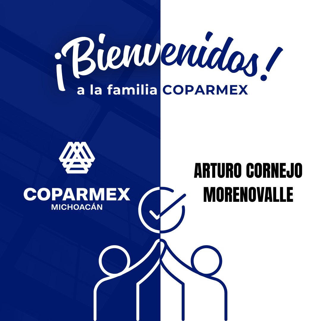 COPARMEX Michoacán (@cpmxmich) on Twitter photo ¡Bienvenido 𝗔𝗿𝘁𝘂𝗿𝗼 𝗖𝗼𝗿𝗻𝗲𝗷𝗼 𝗠𝗼𝗿𝗲𝗻𝗼𝘃𝗮𝗹𝗹𝗲 a #COPARMEX Michoacán! ✨
Gracias por sumarse a esta red, su experiencia y enfoque estratégico aportan una visión innovadora para construir un futuro más justo, responsable y consciente del entorno. 🌍🤝
 ¡Bienvenido 𝗔𝗿𝘁𝘂𝗿𝗼 𝗖𝗼𝗿𝗻𝗲𝗷𝗼 𝗠𝗼𝗿𝗲𝗻𝗼𝘃𝗮𝗹𝗹𝗲 a #COPARMEX Michoacán! ✨
Gracias por sumarse a esta red, su experiencia y enfoque estratégico aportan una visión innovadora para construir un futuro más justo, responsable y consciente del entorno. 🌍🤝

