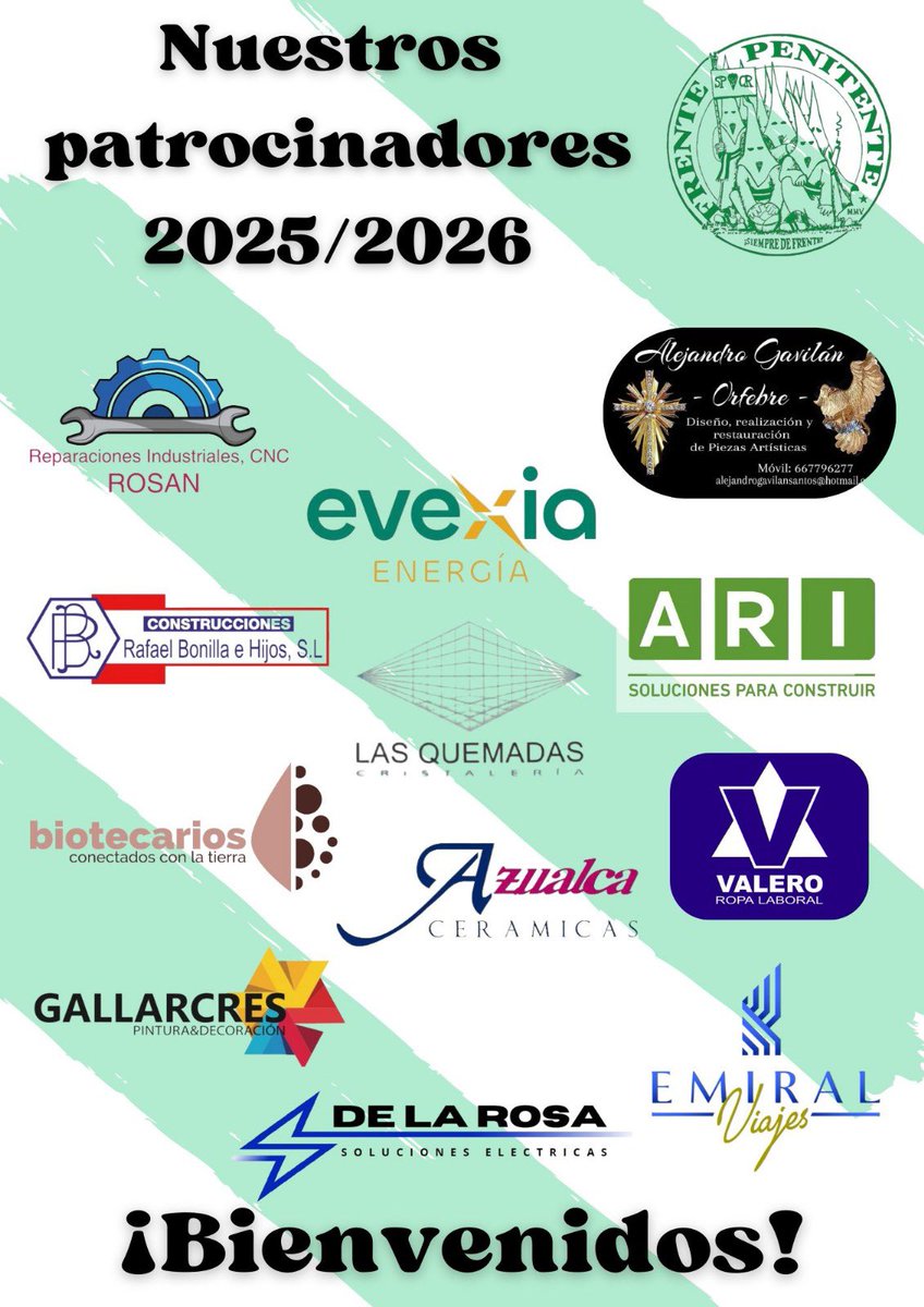 Agradecer enormemente la confíanza de nuestros Patrocinadores otra tenporada más por seguir con nuestra Bendita Peña!! 🤍💚