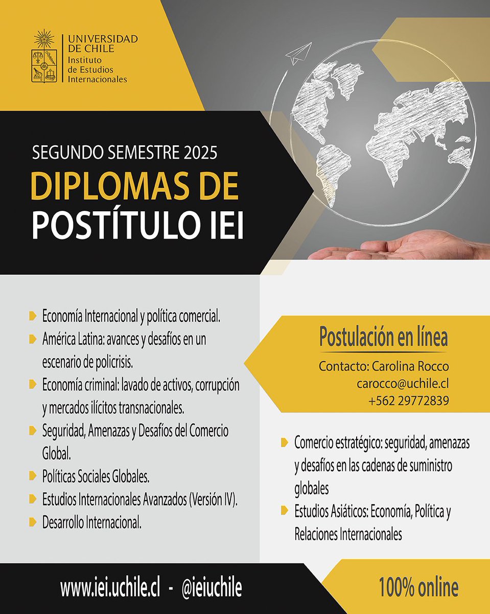 ieiuchile's tweet image. 📌 ¡Aún estás a tiempo! Tenemos un 15% de descuentos en los diplomados del IEI postulando antes el 25 de julio.
Más información: iei.uchile.cl/postgrado
Contacto: carocco@uchile.cl / +562 29772839