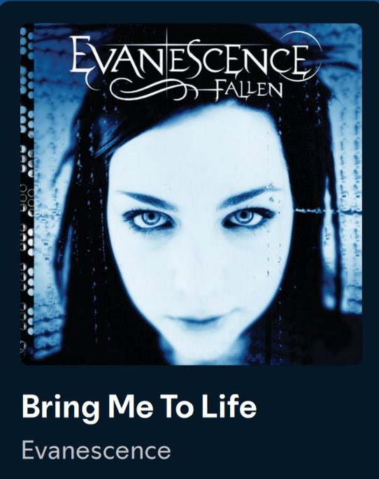 Aimsco91's tweet image. #DavidsMonthOfMusic
July 21 - with Life/Live, Death or Die in the title
Bring Me To Life
Evanescence
open.spotify.com/track/0COqiPhx…