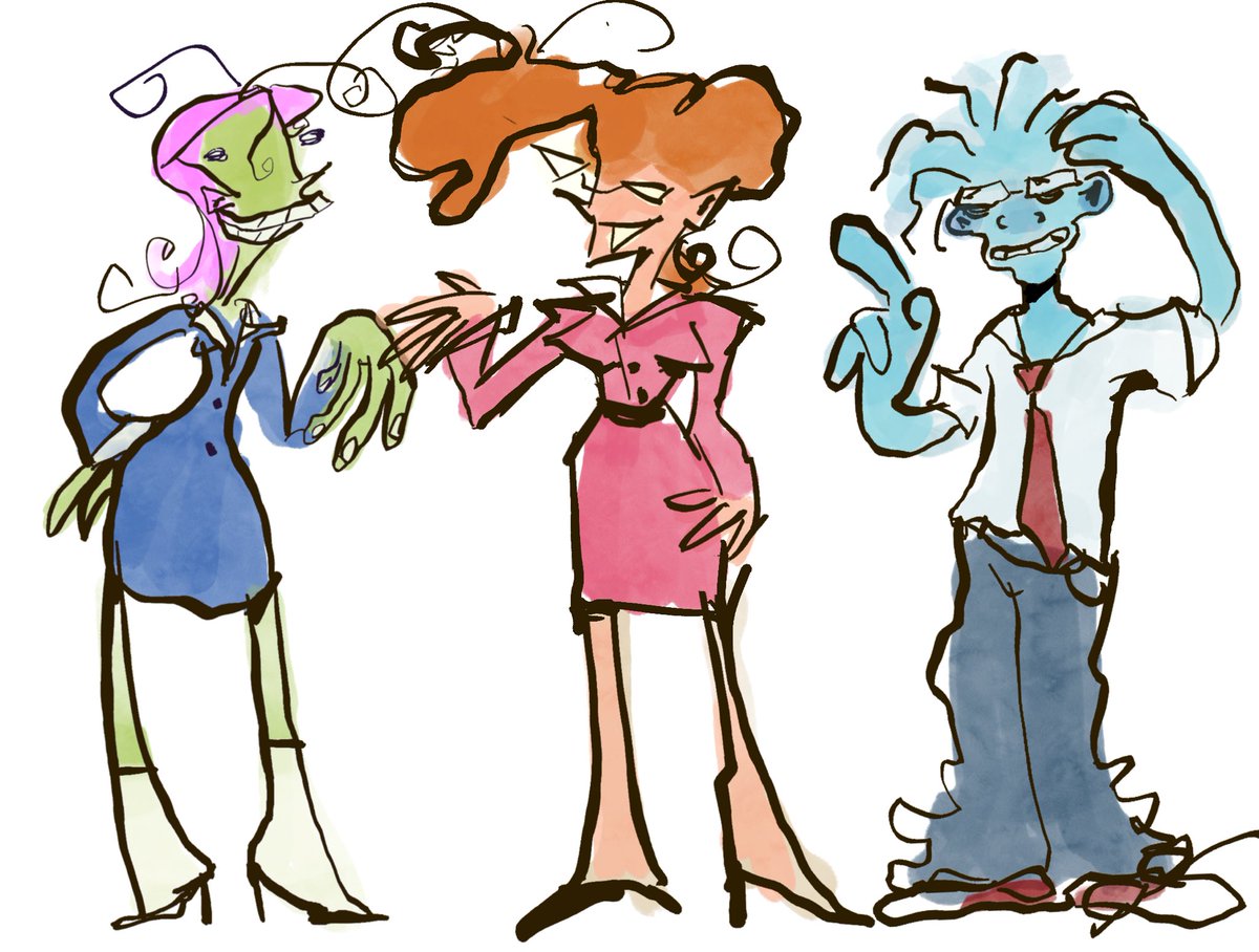 Ragmothy's tweet image. My teacher gave me a drawing request so here are some ugly office people