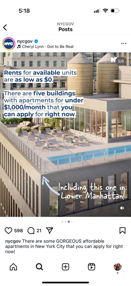 lizkimtweets's tweet image. Did a double take here on this NYCgov Instagram. Rents in luxury buildings “as low as $0.”